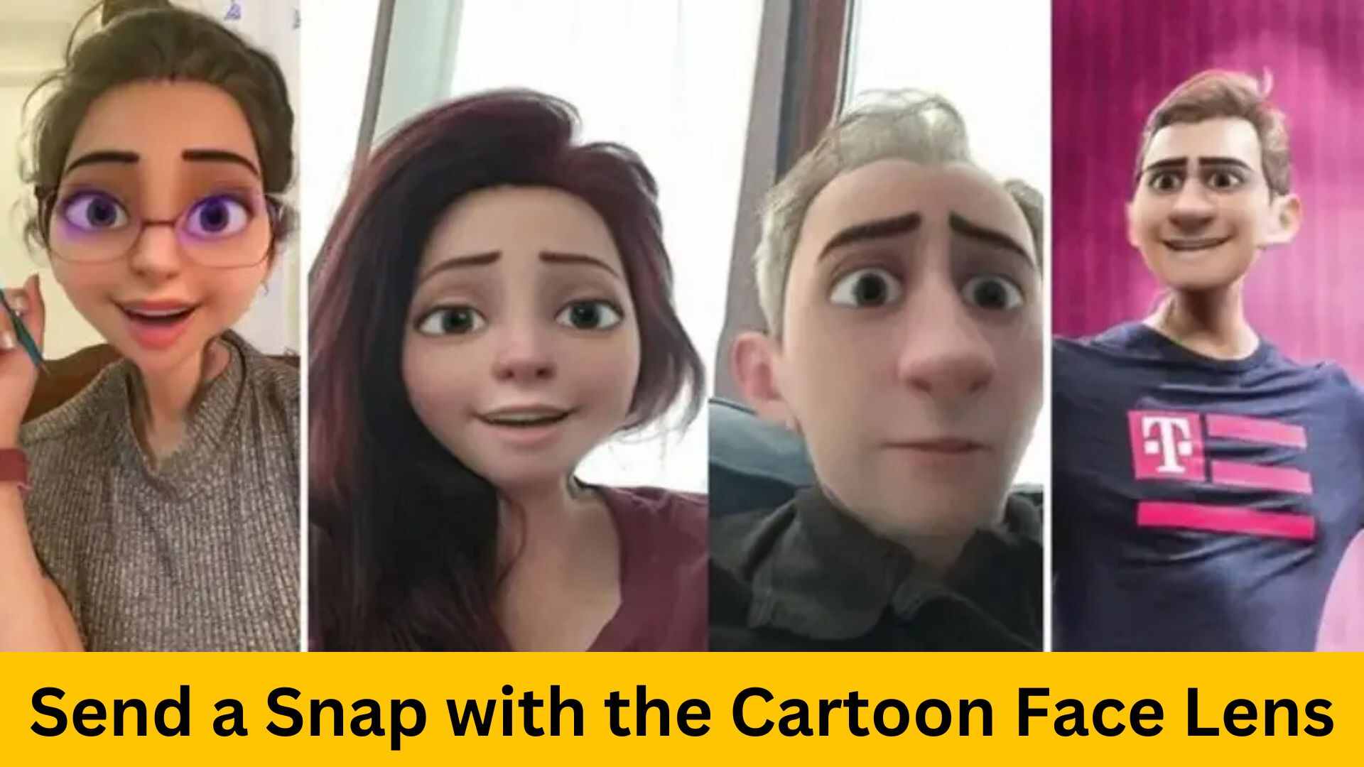 send a snap with the cartoon face lens